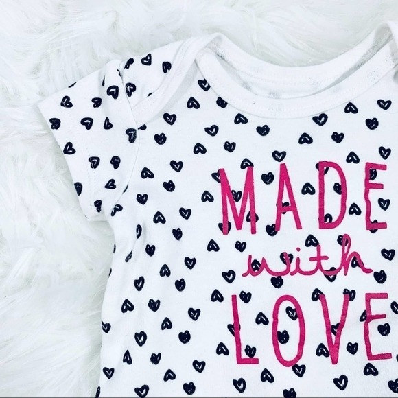 Bob Bebe Made with Love Romper 0-3 Months Infant Baby Girl Hearts White - Picture 5 of 7